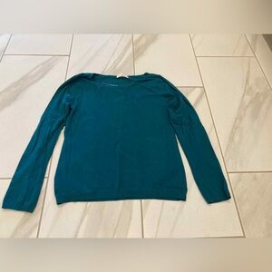 Women Calvin Klein blue overhead fitted work formal sweater blouse shirt top m